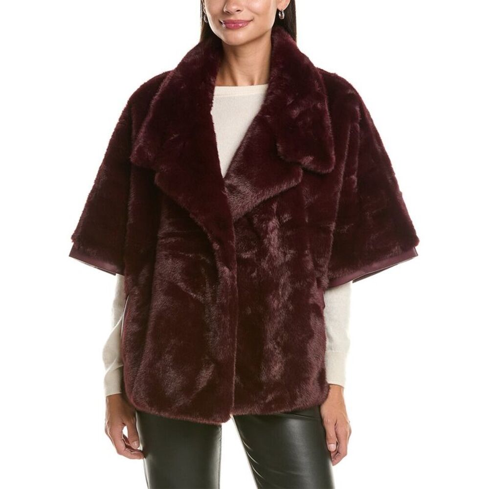La Fiorentina Womens  Faux Fur Jacket, Red